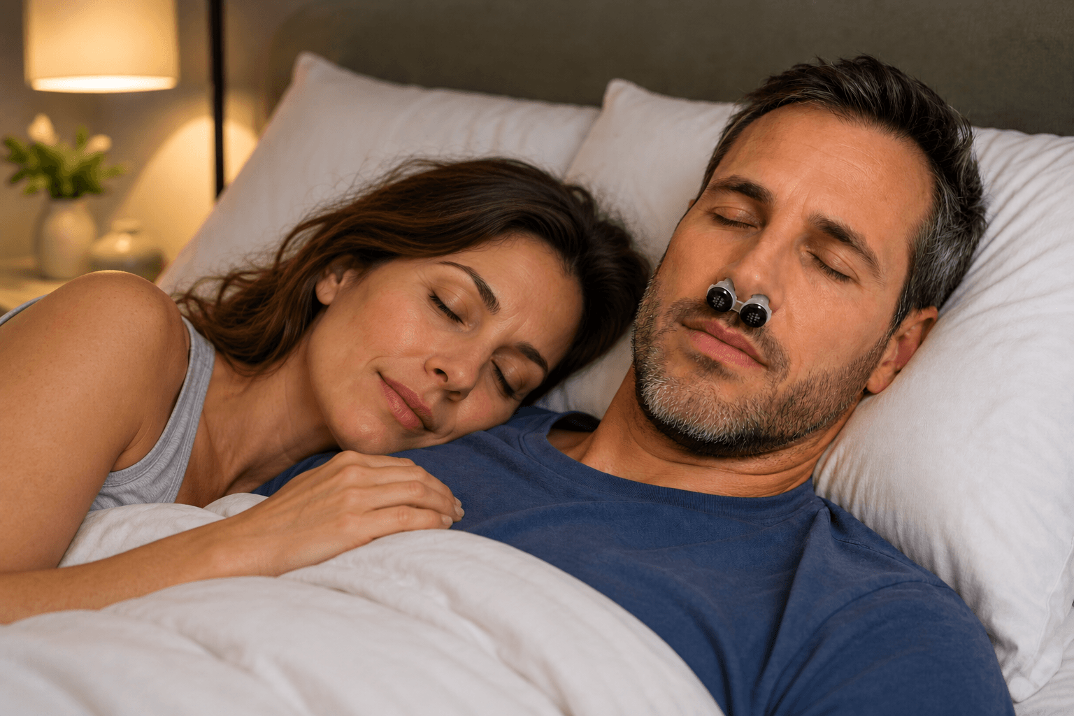 Couple sleeping together at night